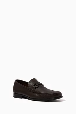 Buy Ferragamo Black Moccasins in Textured Leather for Men in UAE