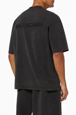 Buy Balenciaga Black Logo Medium Fit T shirt in Vintage Cotton