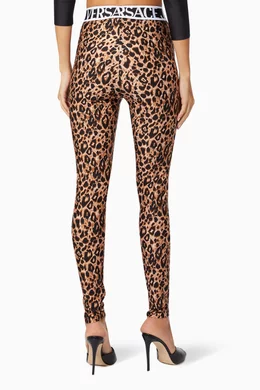 high-waisted graphic-print leggings, Versace Jeans Couture