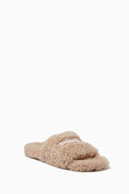Buy Balenciaga Neutral Political Campaign Furry Slide Sandals in