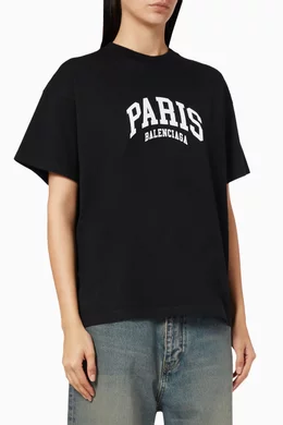 Buy Balenciaga Black Paris Medium Fit T shirt in Cotton Jersey for