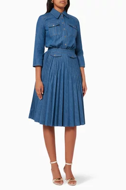 Denim shop pleated dress