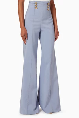Buy Elisabetta Franchi Blue Bell Bottom Slim Pants in Bi elastic Fabric for Women in UAE Ounass