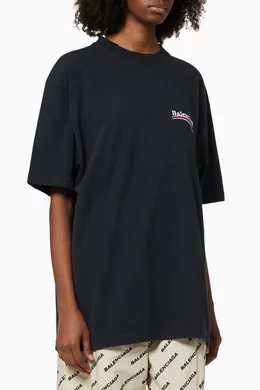 Buy Balenciaga Black Logo Large Fit T shirt in Cotton Jersey for