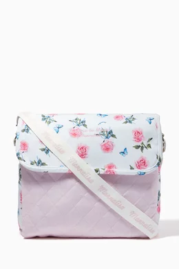 Buy Monnalisa Pink Floral Baby Changing Bag in Nylon for Baby Girls in UAE Ounass