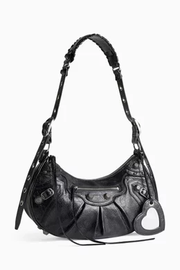 Buy Balenciaga Black Le Cagole Small Shoulder Bag in Arena