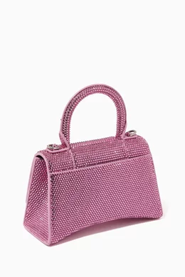 Buy Balenciaga Pink Hourglass XS Top Handle Bag in Rhinestones Suede Calfskin for Women in UAE Ounass