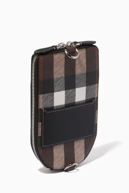 Buy Burberry Brown Check Crossbody Phone Case in Leather for Men
