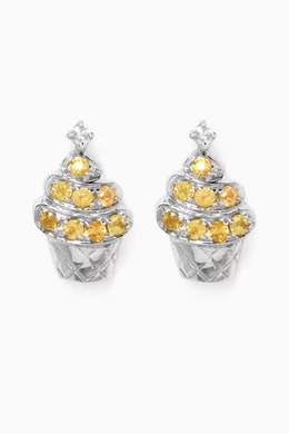 Diamond cupcake top earrings