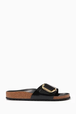 Buy Birkenstock Black Madrid Big Buckle Sandals in Patent Leather