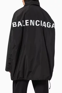 Buy Balenciaga Black Logo Hooded Windbreaker for Women in UAE Ounass