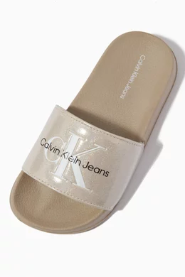 Calvin klein metallic sliders 2025