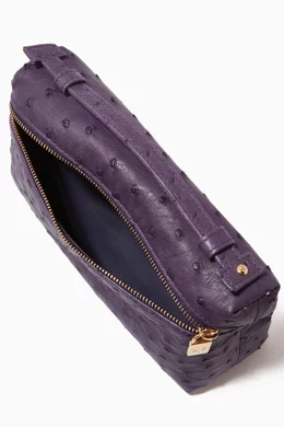 Loro Piana purple Ostrich Leather L19 Pouch