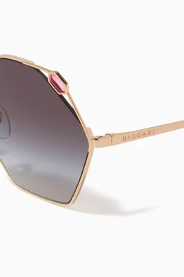 Buy BVLGARI Gold Hexagon Sunglasses in Metal for Women in UAE Ounass