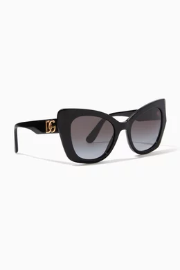 Buy Dolce Gabbana Black DG Cat eye Sunglasses in Acetate for