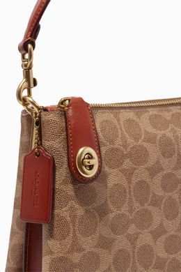 Buy Coach Neutral Double Zip Shoulder Bag in Signature Canvas for