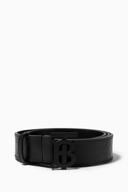 Buy Burberry Black Plaque Embossed Belt in Leather for Men in UAE