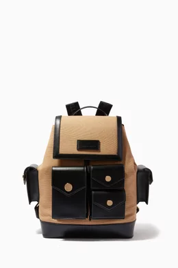 Buy Elisabetta Franchi Brown Utility Backpack in Canvas for Women in UAE Ounass