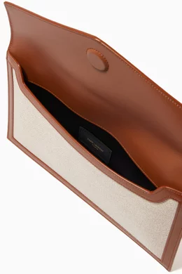 Ysl uptown pouch in canvas and smooth leather shop