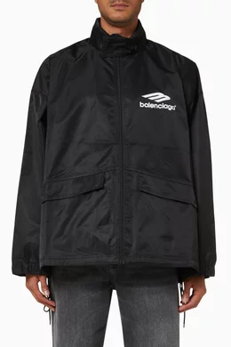 Buy Balenciaga Black 3B Sports Icon Pleated Windbreaker in Nylon for Men in UAE Ounass