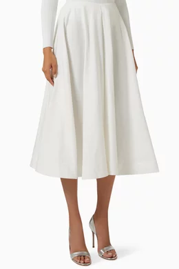Buy ANOUKI White Flared Midi Skirt in Cotton for Women in UAE Ounass