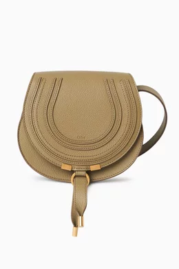 Buy Chlo Green Small Marcie Saddle Bag in Grained Calfskin for