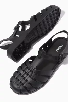 Buy Melissa Black Possession Matte Flat Sandals in Melflex for