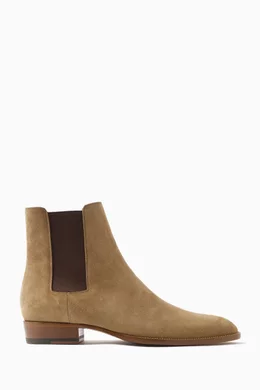 Buy SAINT LAURENT Neutral Wyatt Chelsea Boots in Suede for Men in