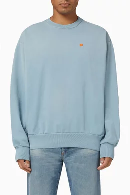 Buy Acne Studios Blue Oversized Sweatshirt in Organic Cotton for Men in UAE Ounass