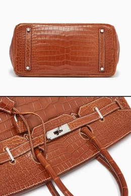 Birkin 35 crocodile handbag Hermès Brown in Crocodile - 35690345