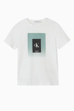 Buy Calvin Klein White Gradient Box Logo T shirt in Cotton for