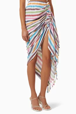 Buy Just Bee Queen Multicolour Tulum Fringe Skirt in Organic Cotton for Women in UAE Ounass