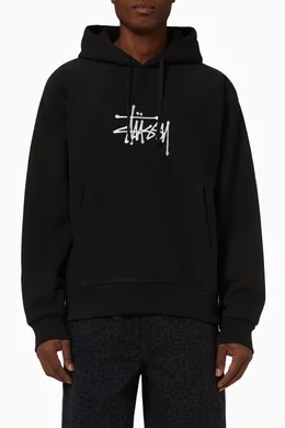 Buy St ssy Black Basic Applique Hoodie in Fleece for Men in UAE Ounass