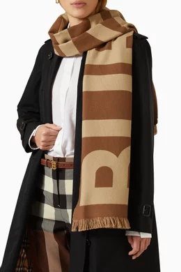 Burberry logo wool scarf sales