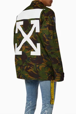 Buy Off White Green Camo Patched Field Jacket in Cotton for Men in