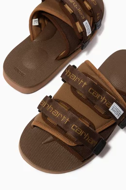 Buy Suicoke Brown x Carhartt Moto Slides in Canvas for Men in UAE