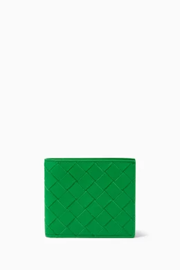 Buy Bottega Veneta Green Bi fold Wallet in Intrecciato Leather for