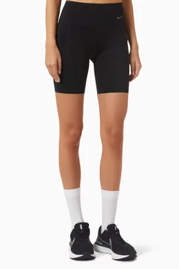 Buy Nike Black Dri FIT Go Medium rise 8 inch Shorts in Stretch