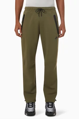 Buy Nike Green Sportswear Tech Straight leg Sweatpants in Fleece