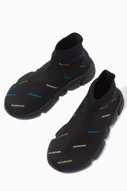Buy Balenciaga Black Speed All over Logo Sneakers in Recycled Knit
