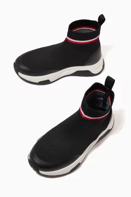Buy Tommy Hilfiger Black Striped Sock Sneakers in Polyester for