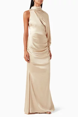 One shoulder deals draped gown