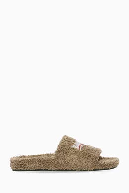 Buy Balenciaga Brown Political Campaign Furry Slide Sandals in
