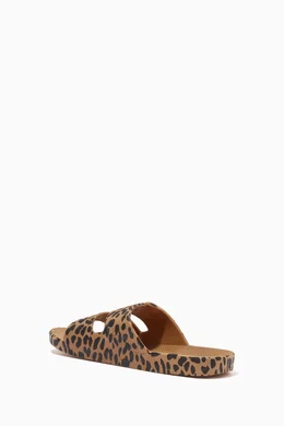 Buy Freedom Moses Brown Leopard Slide Sandals in Rubber for Women