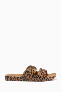 Leopard slide sandals best sale