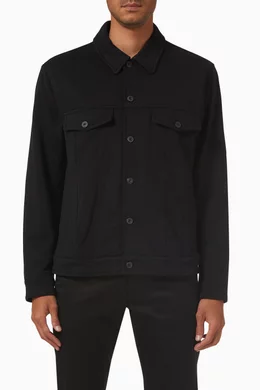 Buy Vince Black Soft Trucker Jacket in French terry Cotton for Men in UAE Ounass