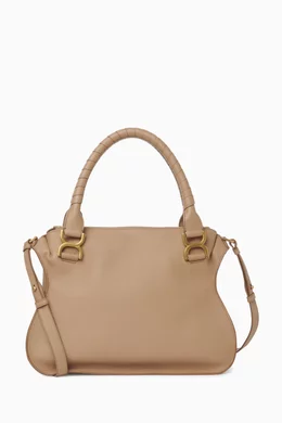 Buy Chlo Neutral Small Marcie Shoulder Bag in Leather for Women