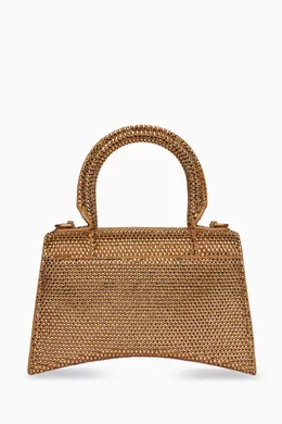 Buy Balenciaga Gold Hourglass XS Top Handle Bag in Rhinestones