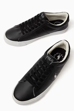 Polo ralph lauren sayer leather deals trainers in black