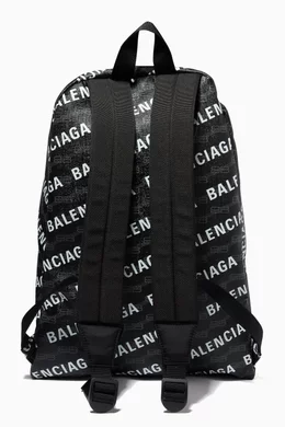 Balenciaga Men's Signature Medium Backpack Bb Monogram Jacquard Canvas - Brown - Backpacks